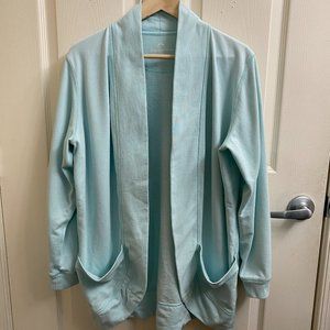 Tommy Bahama Sweatshirt Open Front Cardigan in a light turquoise, Size L